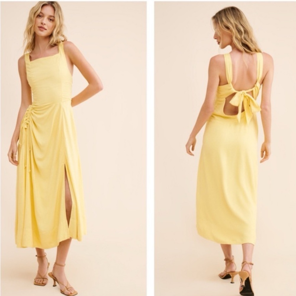 Free People NEW Sienna Midi Dress Yellow